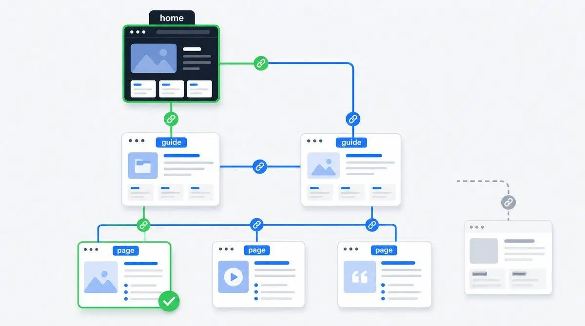 Website diagram showing broken links and an isolated page