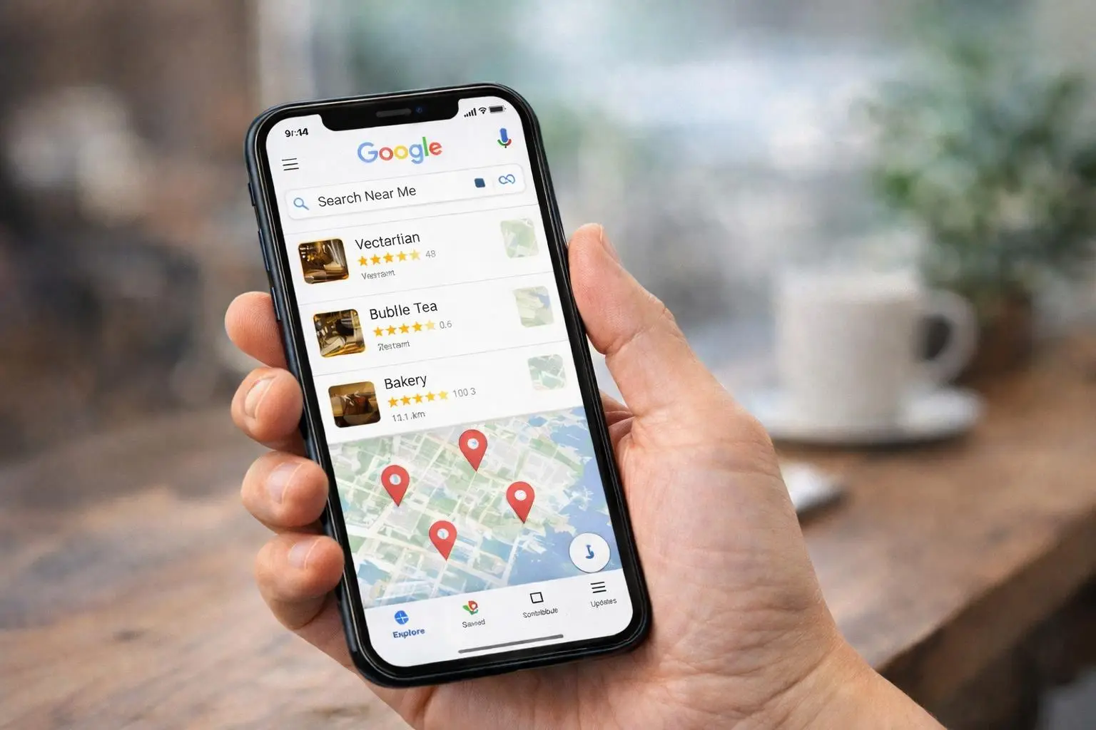 Google Maps local search results for nearby businesses