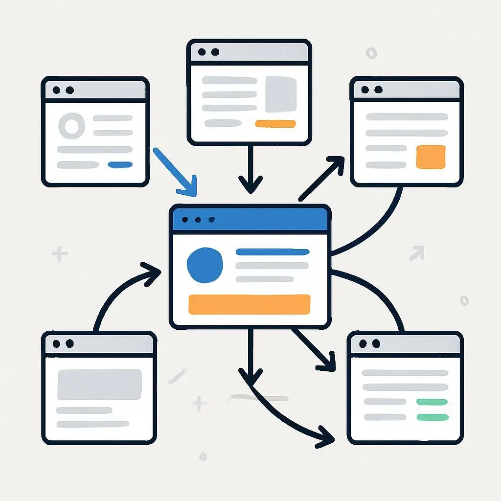 External websites linking to a central webpage
