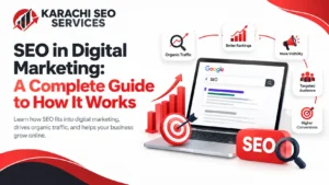 SEO in digital marketing guide showing traffic and rankings