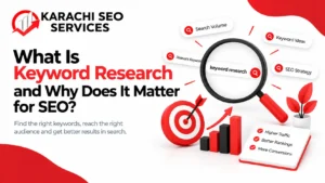 Keyword research infographic showing SEO keywords and ranking benefits